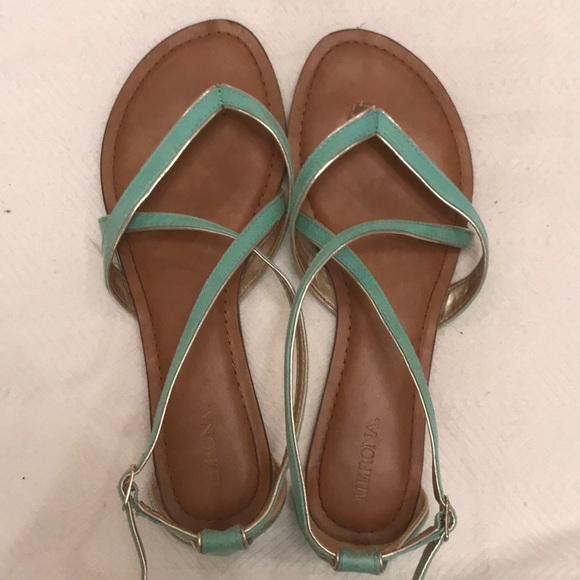 Sea Green suede strappy sandals - Picture 1 of 4